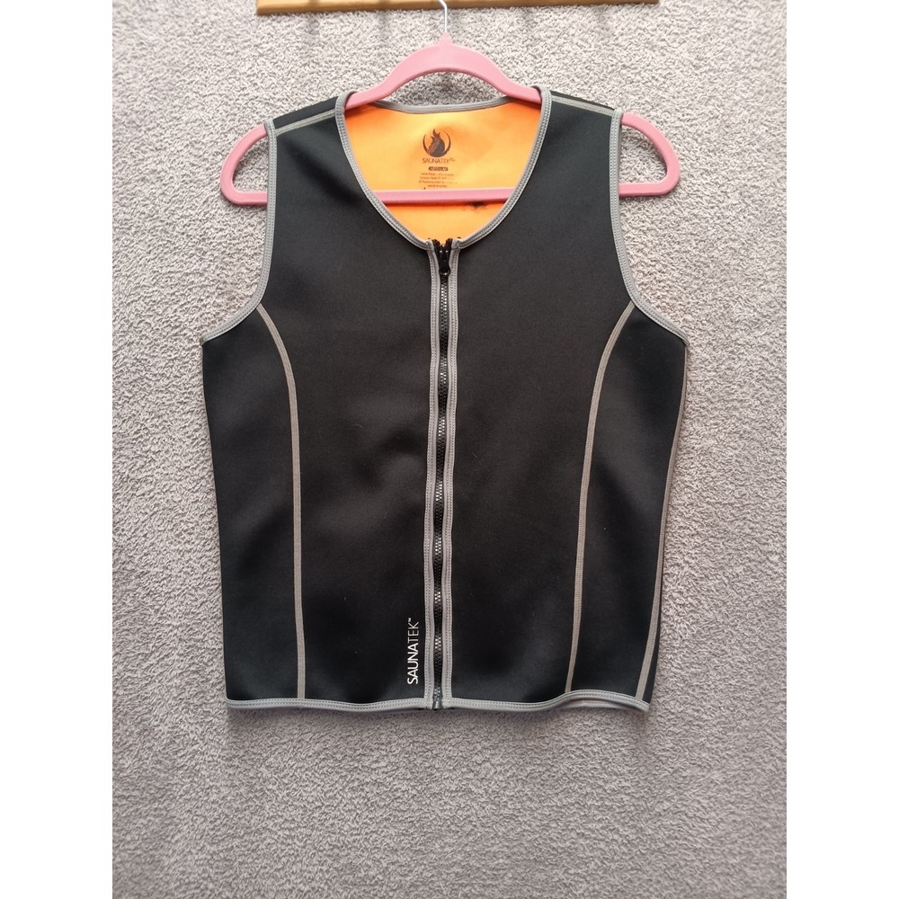 SAUNATEK Sauna Sweat Vest Medium M Black/Gray Full Zip Neoprene Training Tank